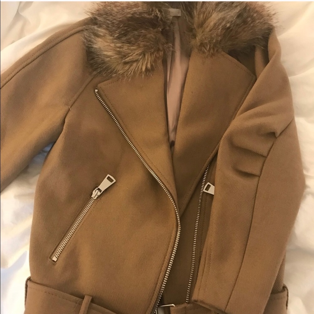 H&M fur collar Moto jacket